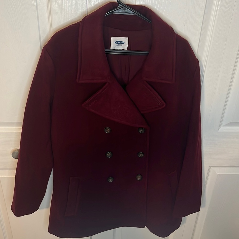 Old Navy Burgundy Wool Peacoat Sz 3X